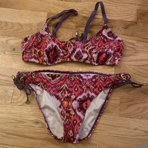 Victoria’s secret retro bohemian bikini pink purple burgundy red s bottom m top